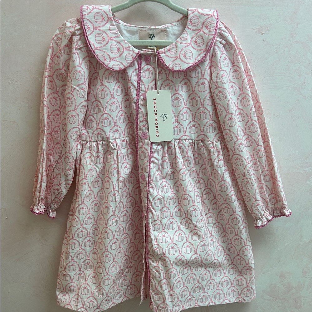 NWT Smockingbird Pink Pumpkin print dress